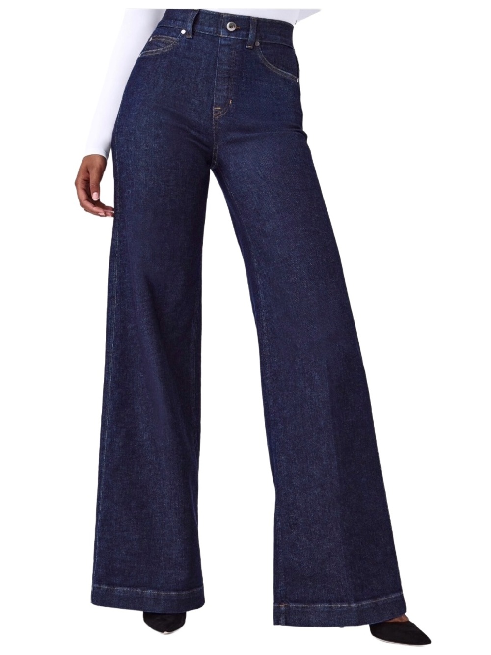 SPANX Wide Leg Denim Pants 20547Q Raw Indigo Dark Sz XL  NWT
